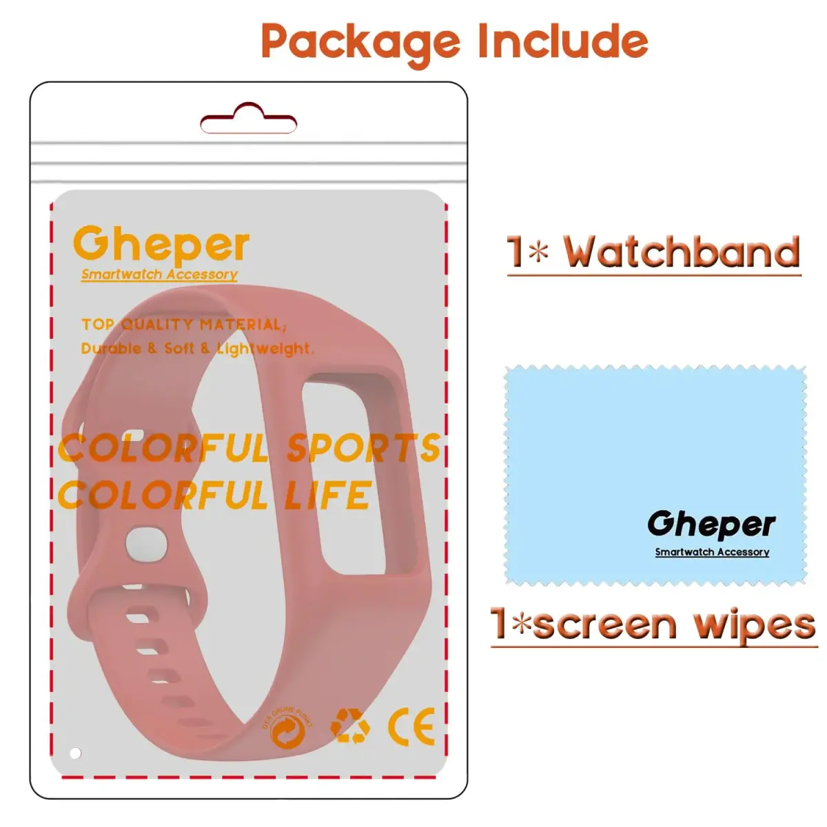 Gheper Soft Silicone Watchband Compatible with Fitbit Charge 6/5/4/3/3SE, Red, 16mm (0.63 inches) | Breathable & Durable Replacement Strap - view 2