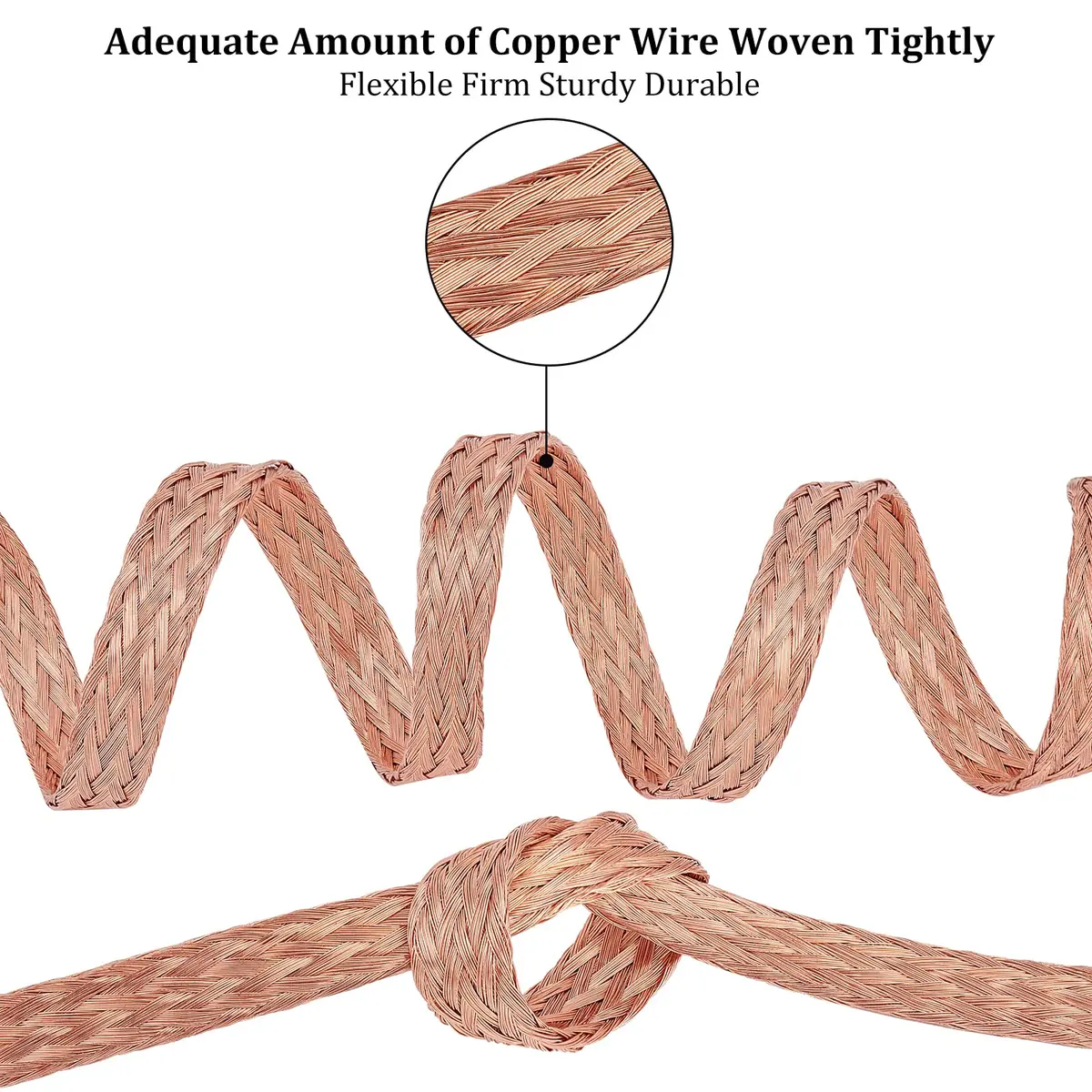 BENECREAT Flat Braided Pure Copper Wire 4m (13Ft) | 9mm Wide, 1mm Thick, 4mm² Cross-Section for Grounding & Noise Reduction - view 4