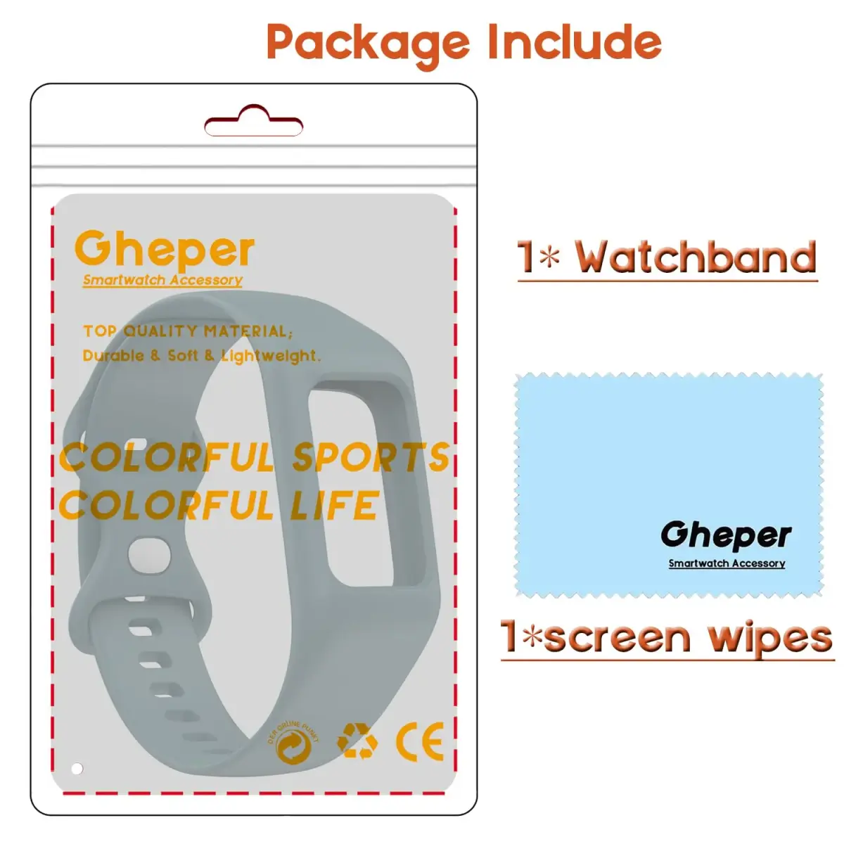 Gheper Silicone Watch Band for Fitbit Charge 6/5/4/3/3SE, Steel Blue, 156mm (6.14in) | Breathable & Durable Replacement Strap - view 2