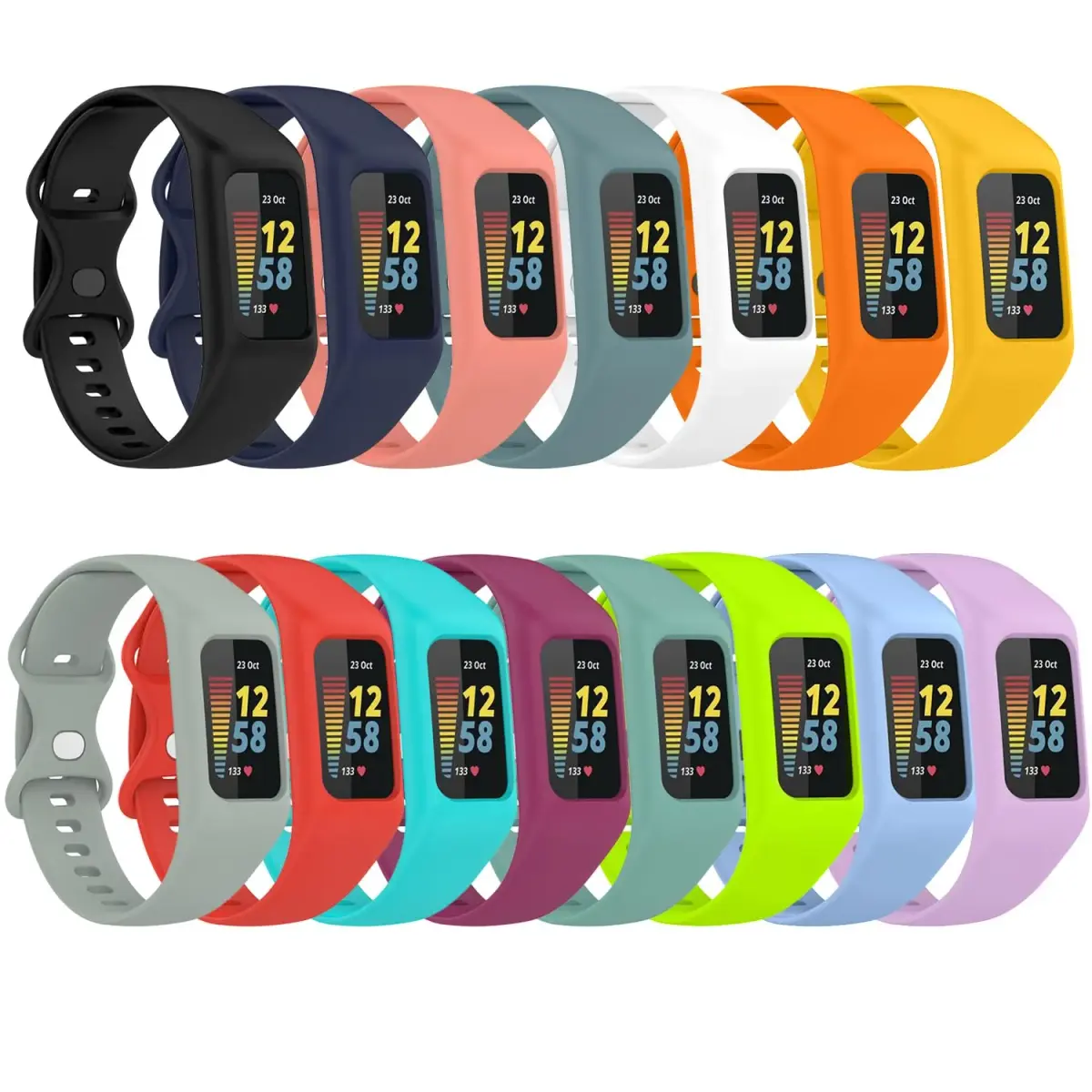 Gheper Soft Silicone Watchband Compatible with Fitbit Charge 6/5/4/3/3SE Gray | Adjustable Fit 5.5"-8.7" Wrists - view 6