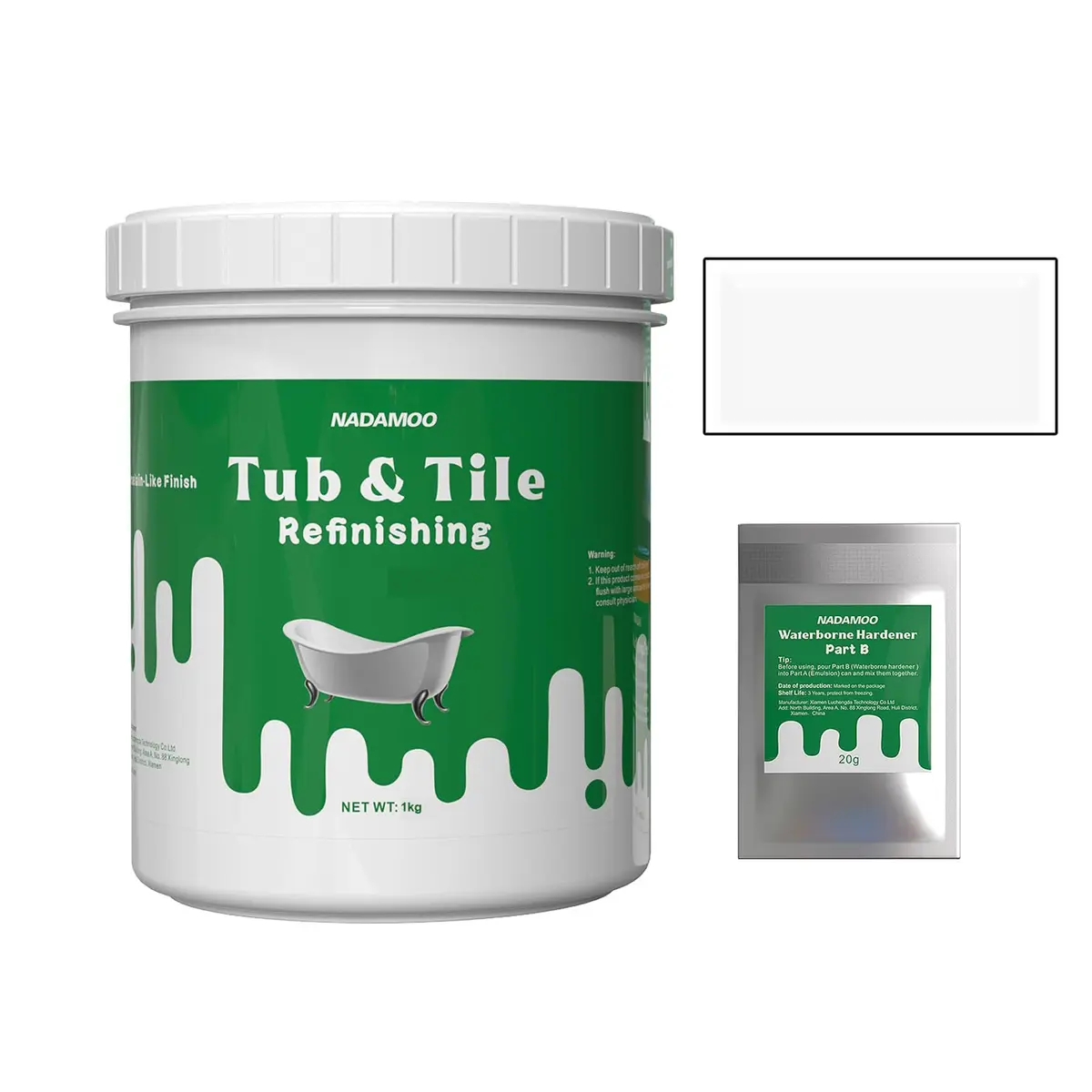 NADAMOO Tub and Tile Refinishing Kit White 1kg | Water-Based, Durable Finish - main product image