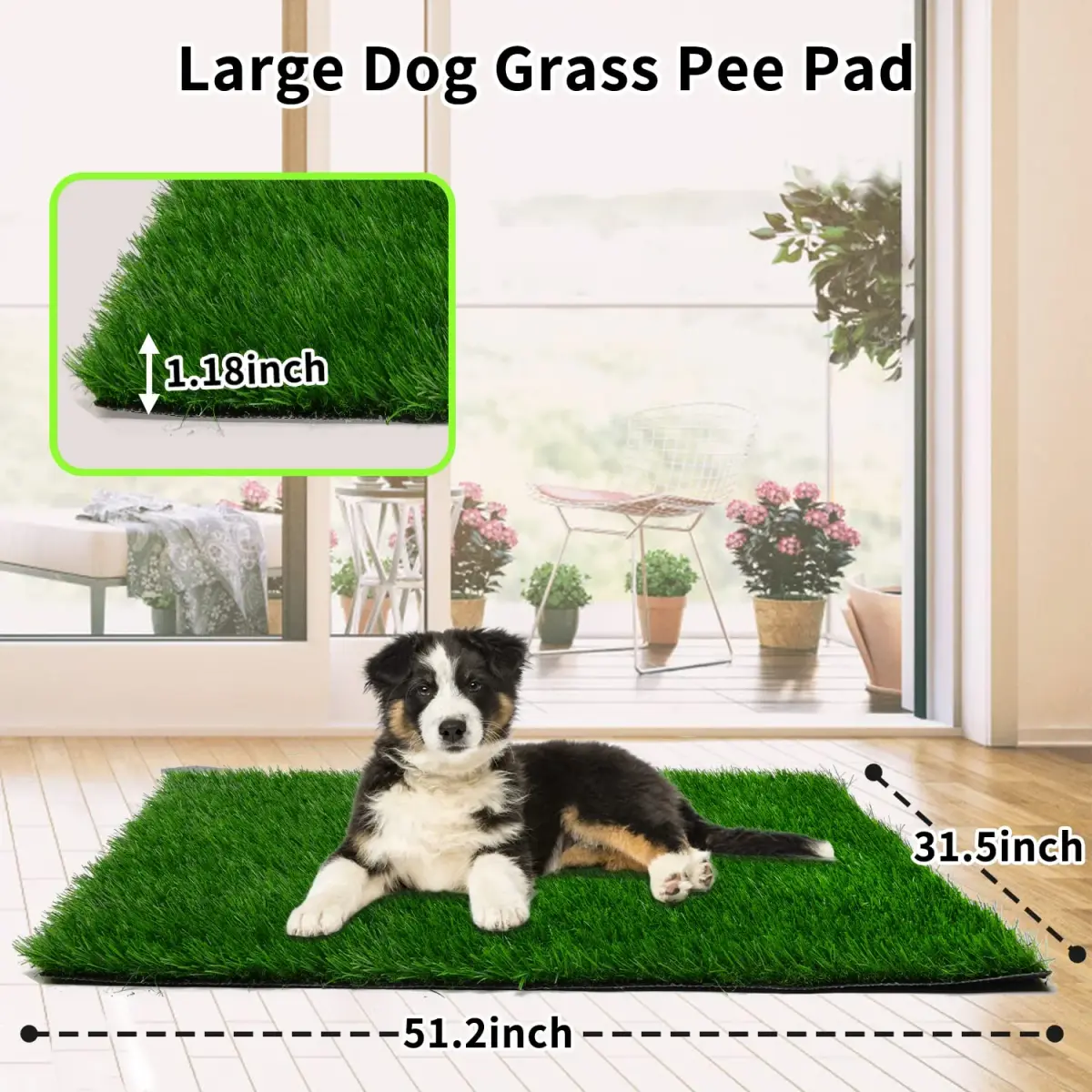 PICK FOR LIFE Artificial Grass Pad for Dogs Potty Training 130x80cm (51.2x31.5in) | Fast-Drain, Soft & Natural Look - view 2