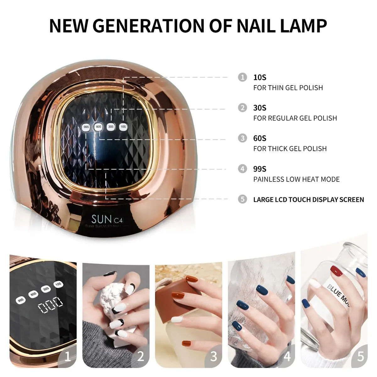 MIRAGE LAYON UV Light for Nails 288W | 4 Timer Settings, Fast 10s Drying, Professional Nail Art Accessory - view 2