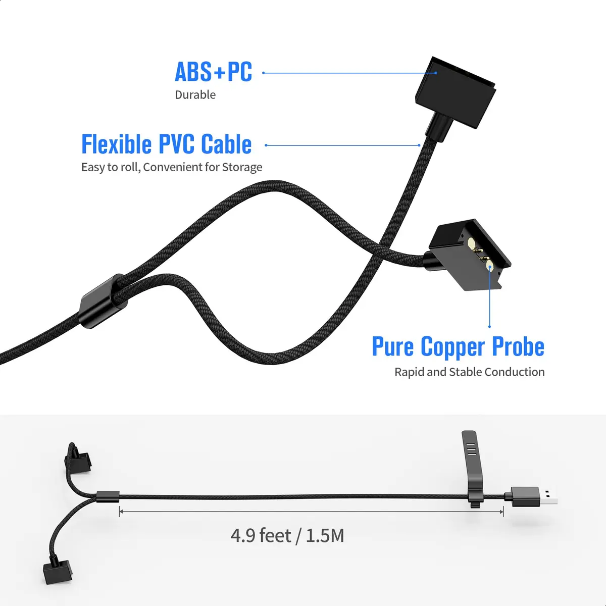 Soarking Replacement Charger Cable 1.5m (5 ft) for Razer Anzu Smart Glasses - view 2