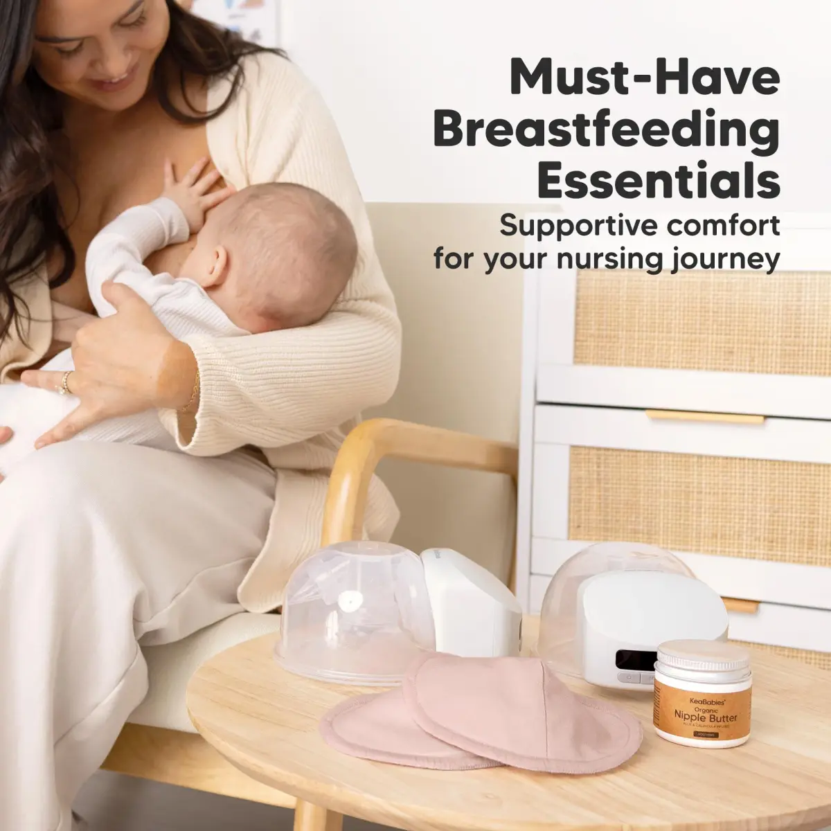 KeaBabies Organic Nursing Pads M 4.6" (14-Pack Neutrals) | 3-Layer Absorbent Bamboo Viscose - view 9