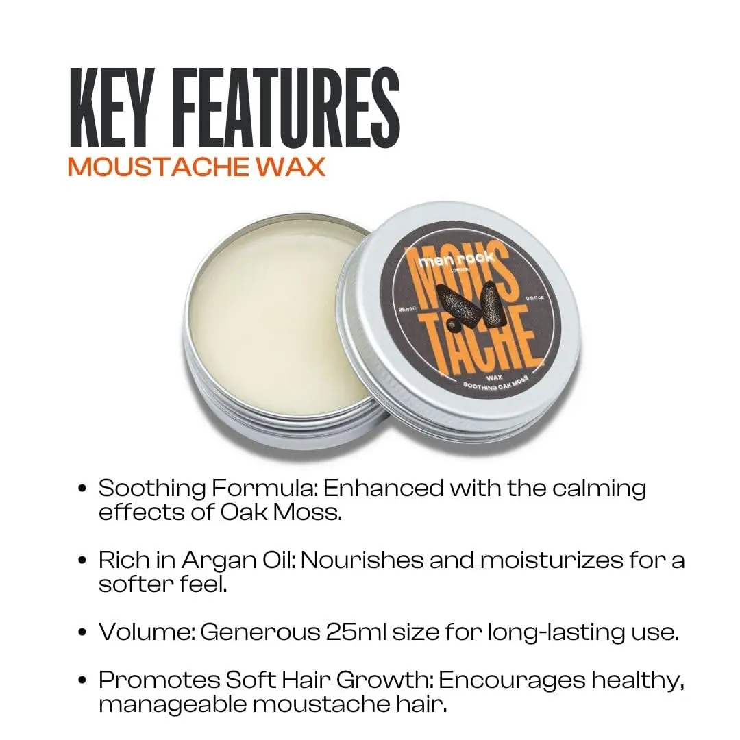 Men Rock Soothing Moustache Wax 25ml | Moisturizes & Styles with Argan Oil - view 3