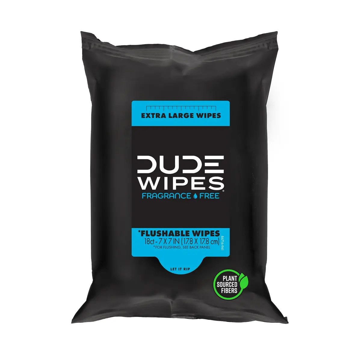 DUDE Wipes Unscented Adult Flushable Travel Wipes 18 Count | Extra Large, Plant-Based, Septic Safe - main product image