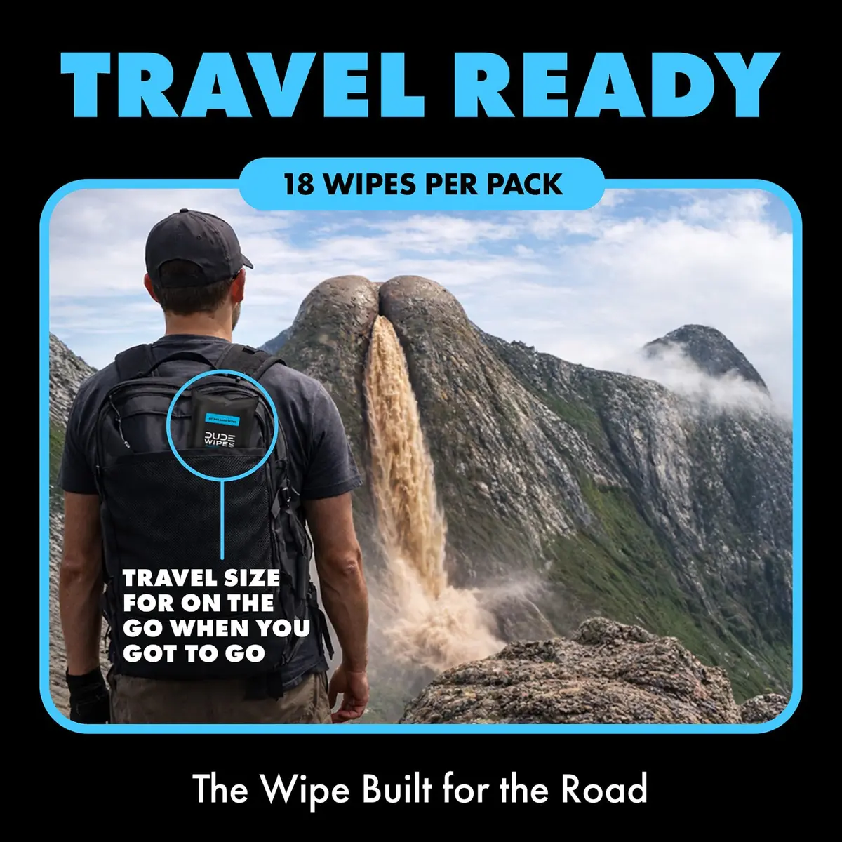 DUDE Wipes Unscented Adult Flushable Travel Wipes 18 Count | Extra Large, Plant-Based, Septic Safe - view 2