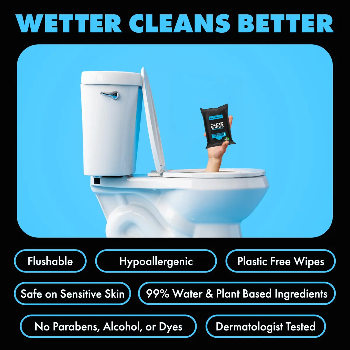 DUDE Wipes Unscented Adult Flushable Travel Wipes 18 Count | Extra Large, Plant-Based, Septic Safe - view 3