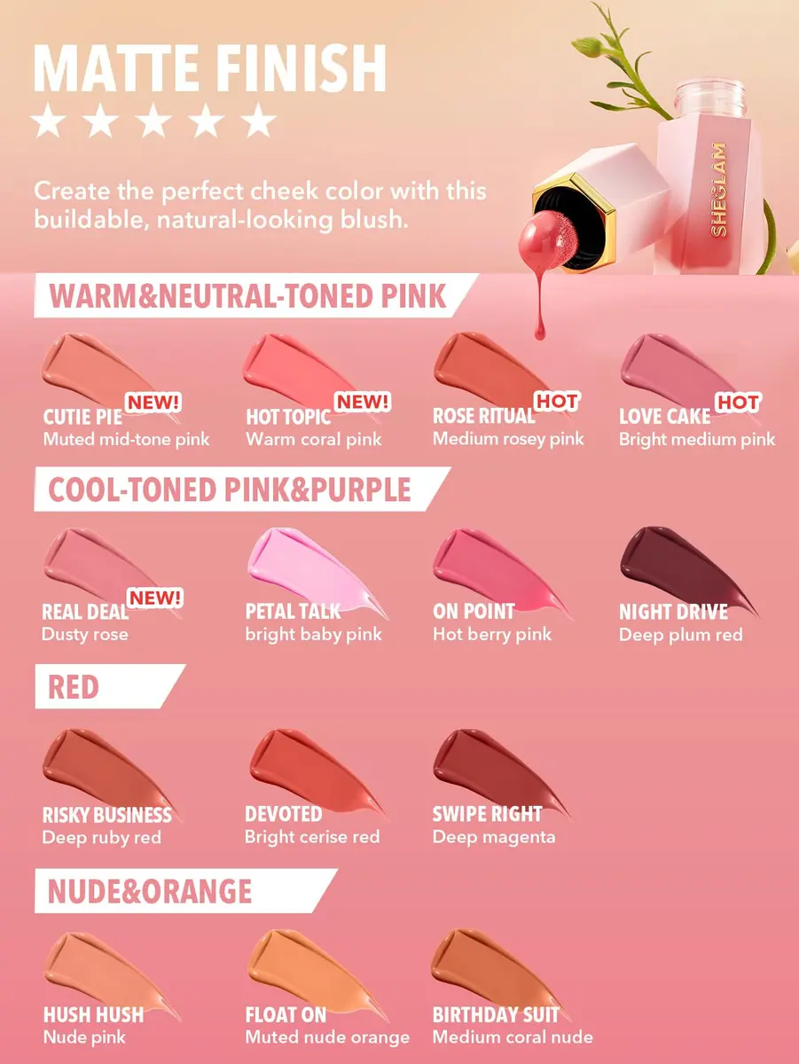SHEGLAM Liquid Blush for Cheeks Rose Ritual | Matte Finish, Hydrating, Waterproof (0.18 Fl Oz) - view 5