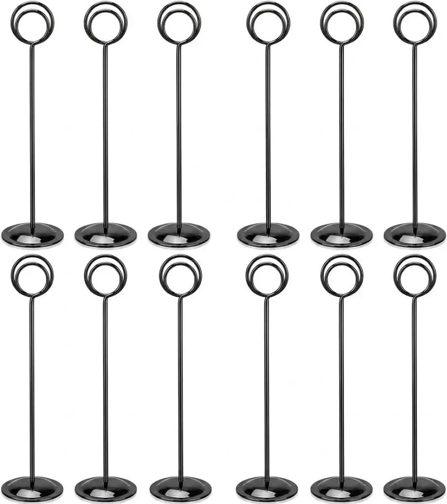 HOHIYA 12 Pack Black Table Number Holders 12" Tall | Modern Pedestal Stands for Weddings & Events - main product image