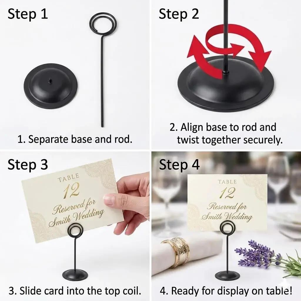HOHIYA 12 Pack Black Table Number Holders 12" Tall | Modern Pedestal Stands for Weddings & Events - view 7