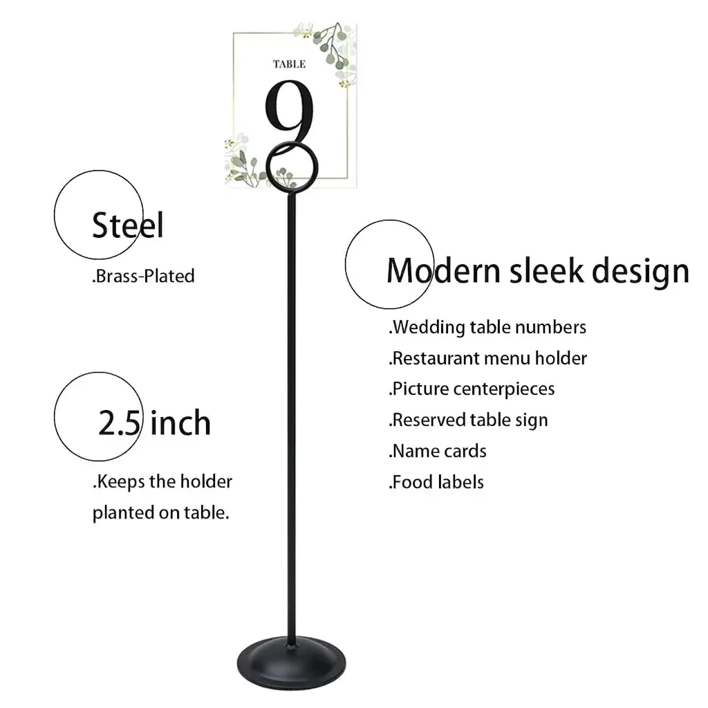 HOHIYA 12 Pack Black Table Number Holders 12" Tall | Modern Pedestal Stands for Weddings & Events - view 3