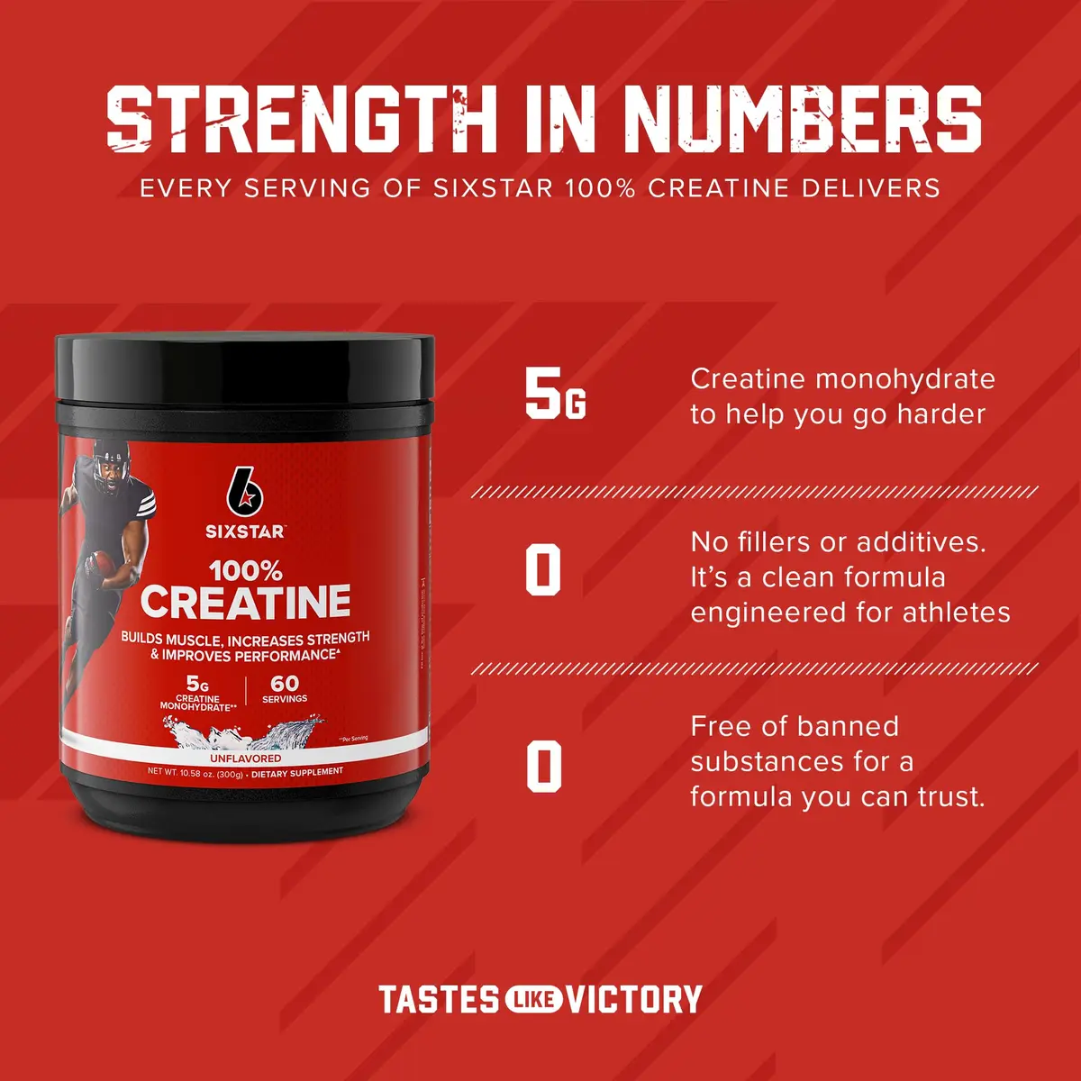 Six Star Creatine Monohydrate Powder 10.58oz | Unflavored, Clinically Proven - view 4