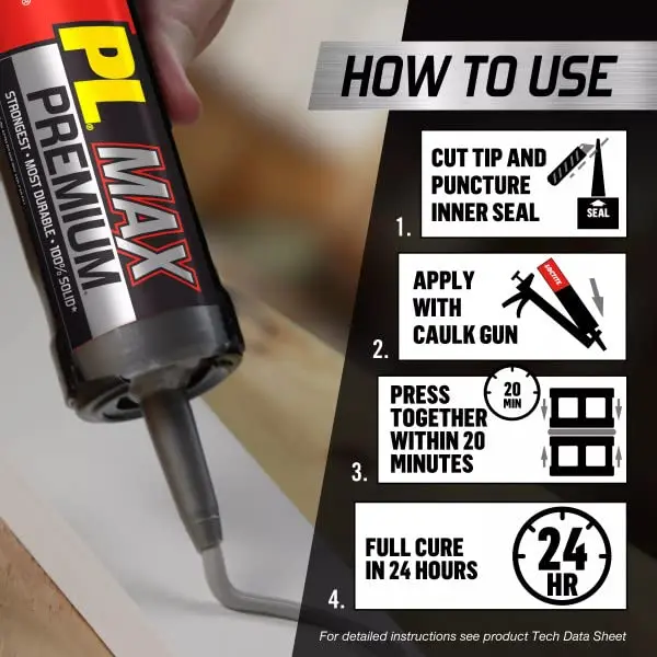 Loctite PL Premium Max Construction Adhesive 12 Pack | Heavy-Duty Waterproof Bond for Interior & Exterior - view 6