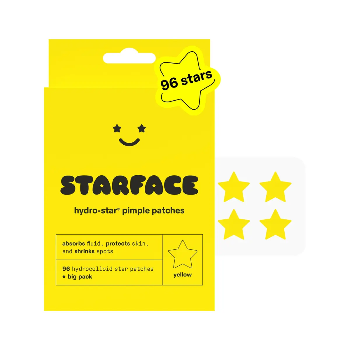 Starface Hydro-Star® Hydrocolloid Pimple Patch 96 ct | Star-Shaped Cover & Protect - main product image