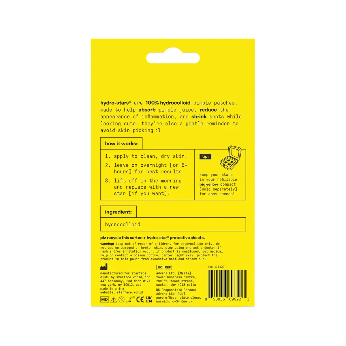 Starface Hydro-Star® Hydrocolloid Pimple Patch 96 ct | Star-Shaped Cover & Protect - view 7