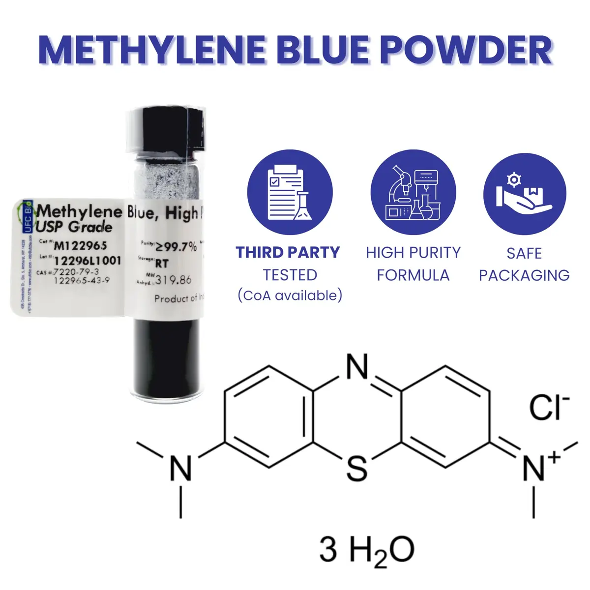 UFC Bio Methylene Blue Powder USP Grade 1 gram | Lab Chemical for Research & Manufacturing - view 2