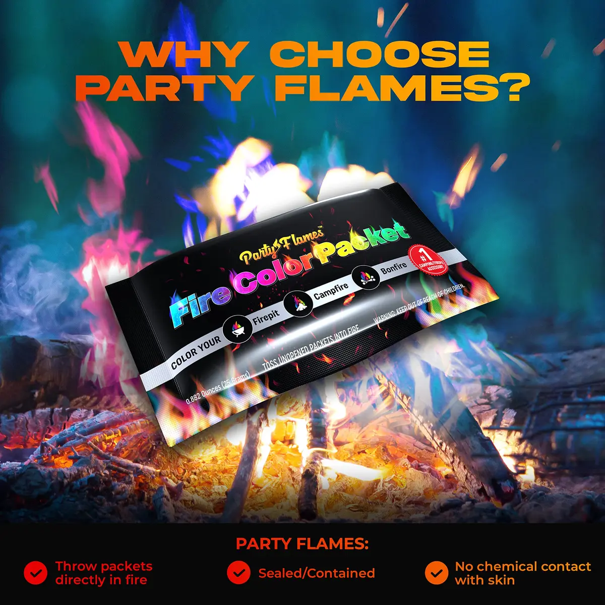 Party Flames Magic Campfire Fire Color Changing Packets 4 Pack | Rainbow Colored Flames for Fire Pit - view 6