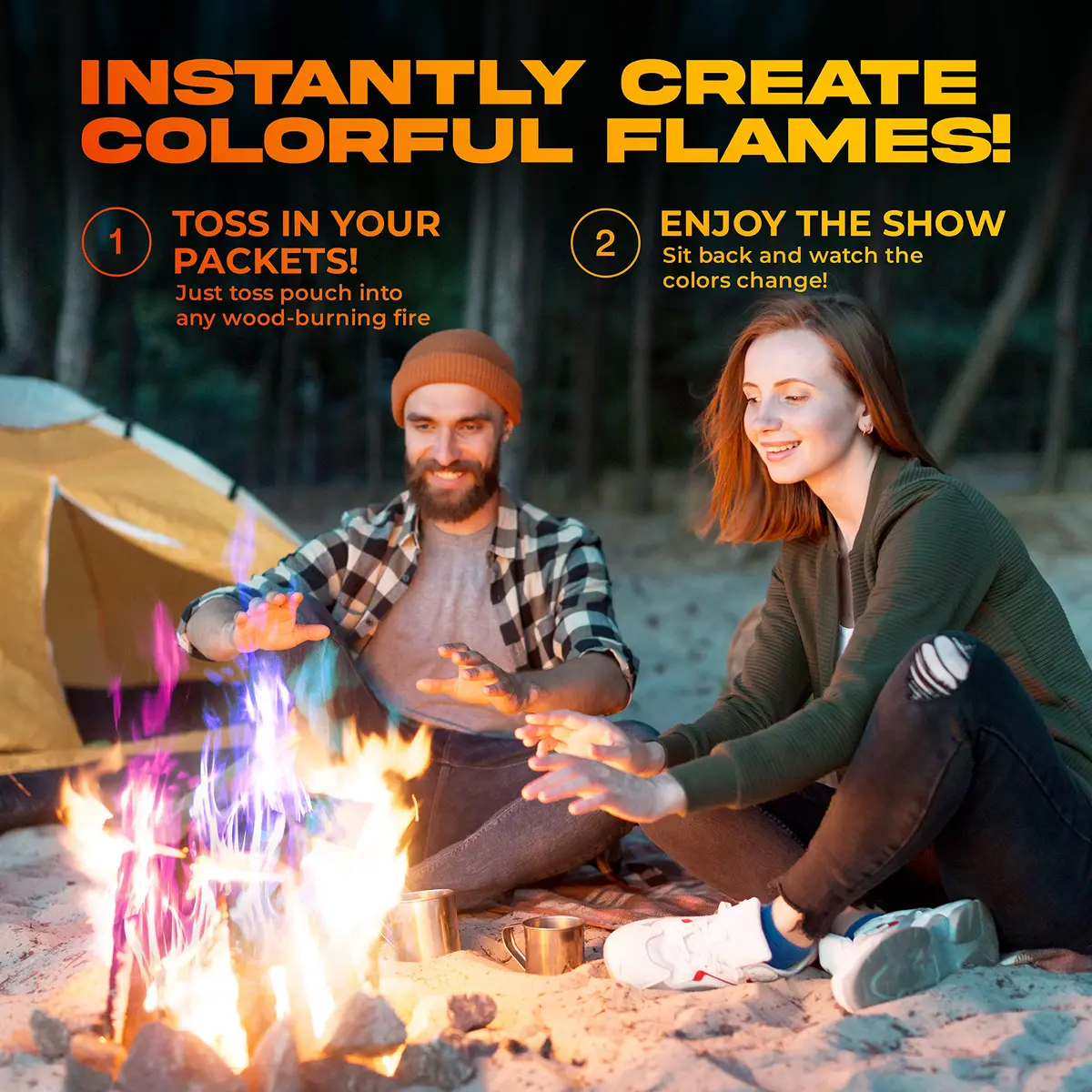 Party Flames Magic Campfire Fire Color Changing Packets 4 Pack | Rainbow Colored Flames for Fire Pit - view 3