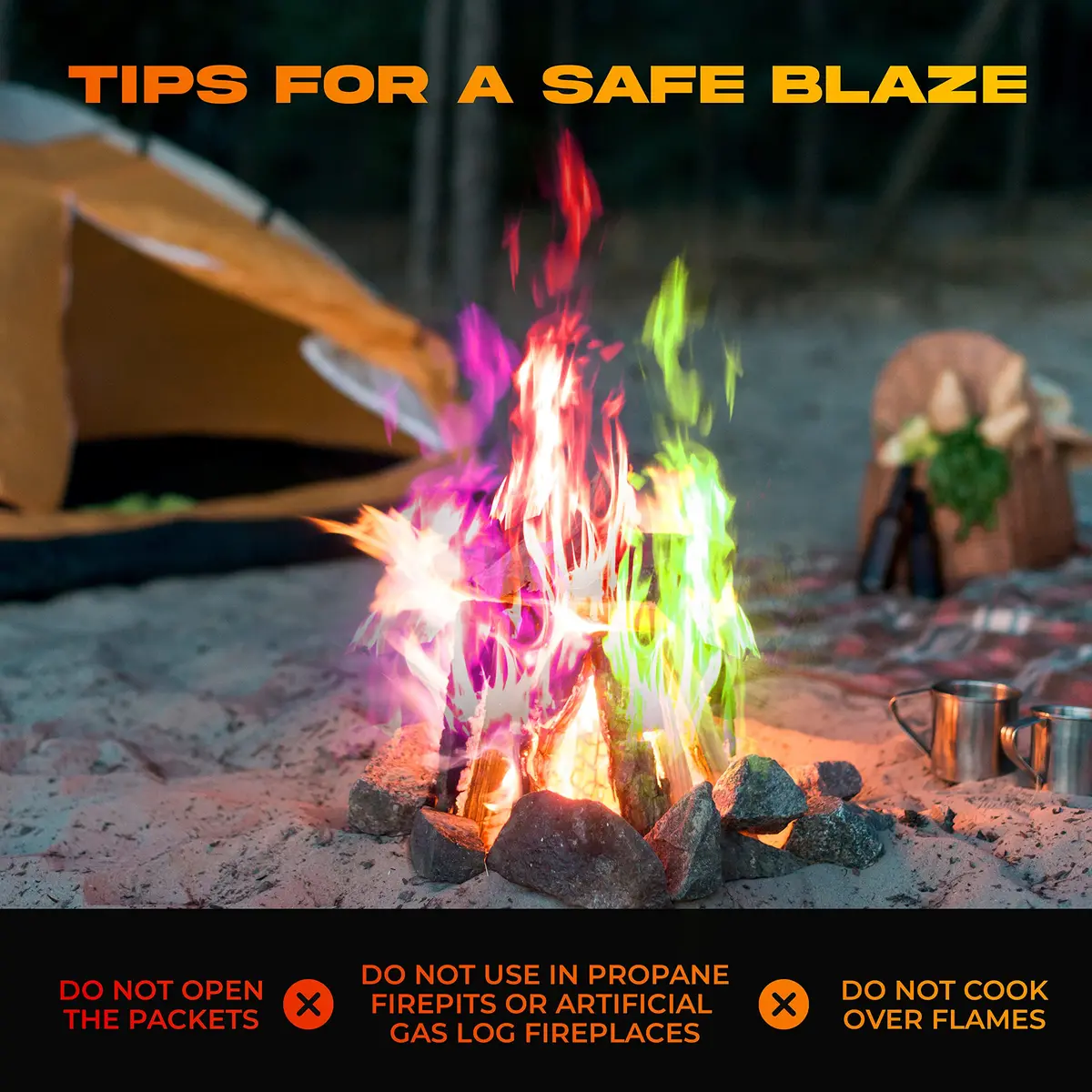 Party Flames Magic Campfire Fire Color Changing Packets 4 Pack | Rainbow Colored Flames for Fire Pit - view 4