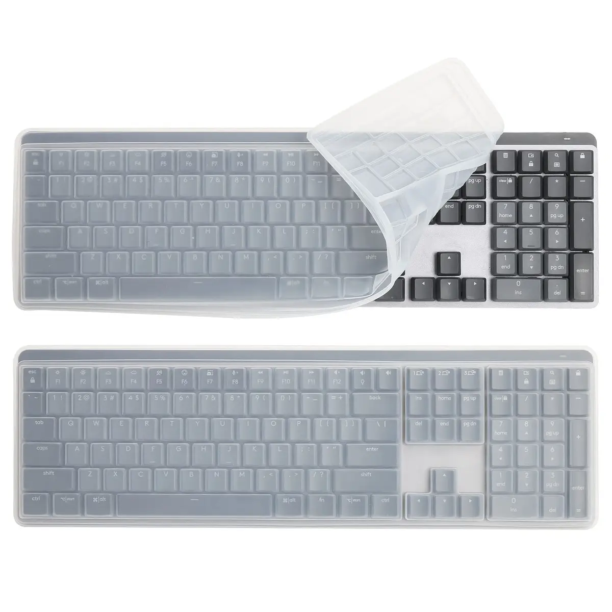 co2CREA Soft Silicone Keyboard Skin Cover for Logitech MX Mechanical Keyboard | Grey, Solid Pattern - main product image