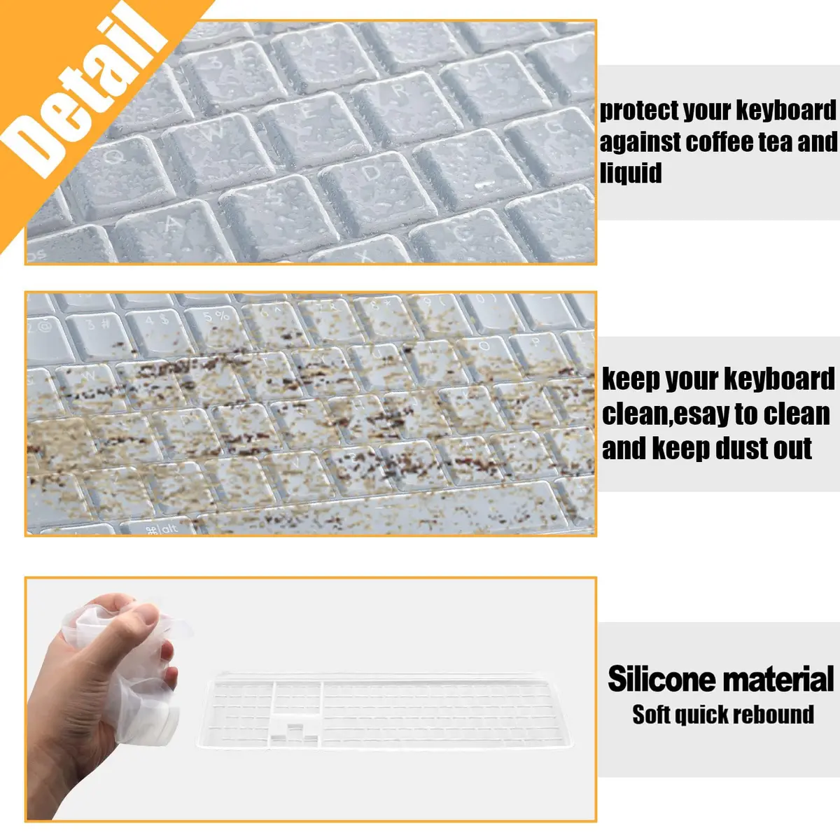 co2CREA Soft Silicone Keyboard Skin Cover for Logitech MX Mechanical Keyboard | Grey, Solid Pattern - view 2
