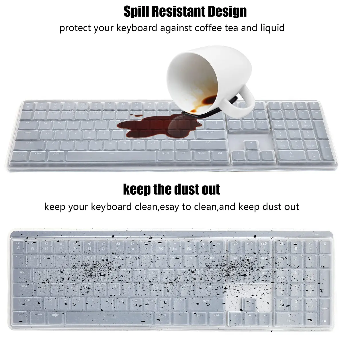 co2CREA Soft Silicone Keyboard Skin Cover for Logitech MX Mechanical Keyboard | Grey, Solid Pattern - view 3