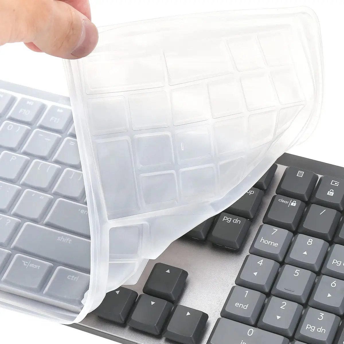 co2CREA Soft Silicone Keyboard Skin Cover for Logitech MX Mechanical Keyboard | Grey, Solid Pattern - view 4