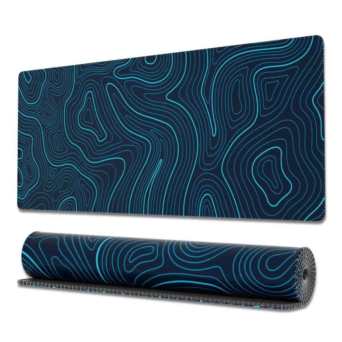 Ovenbird Blue Topo Extended Gaming Mouse Pad with Stitched Edges and Anti-Slip Base, 80x30 cm - main product image