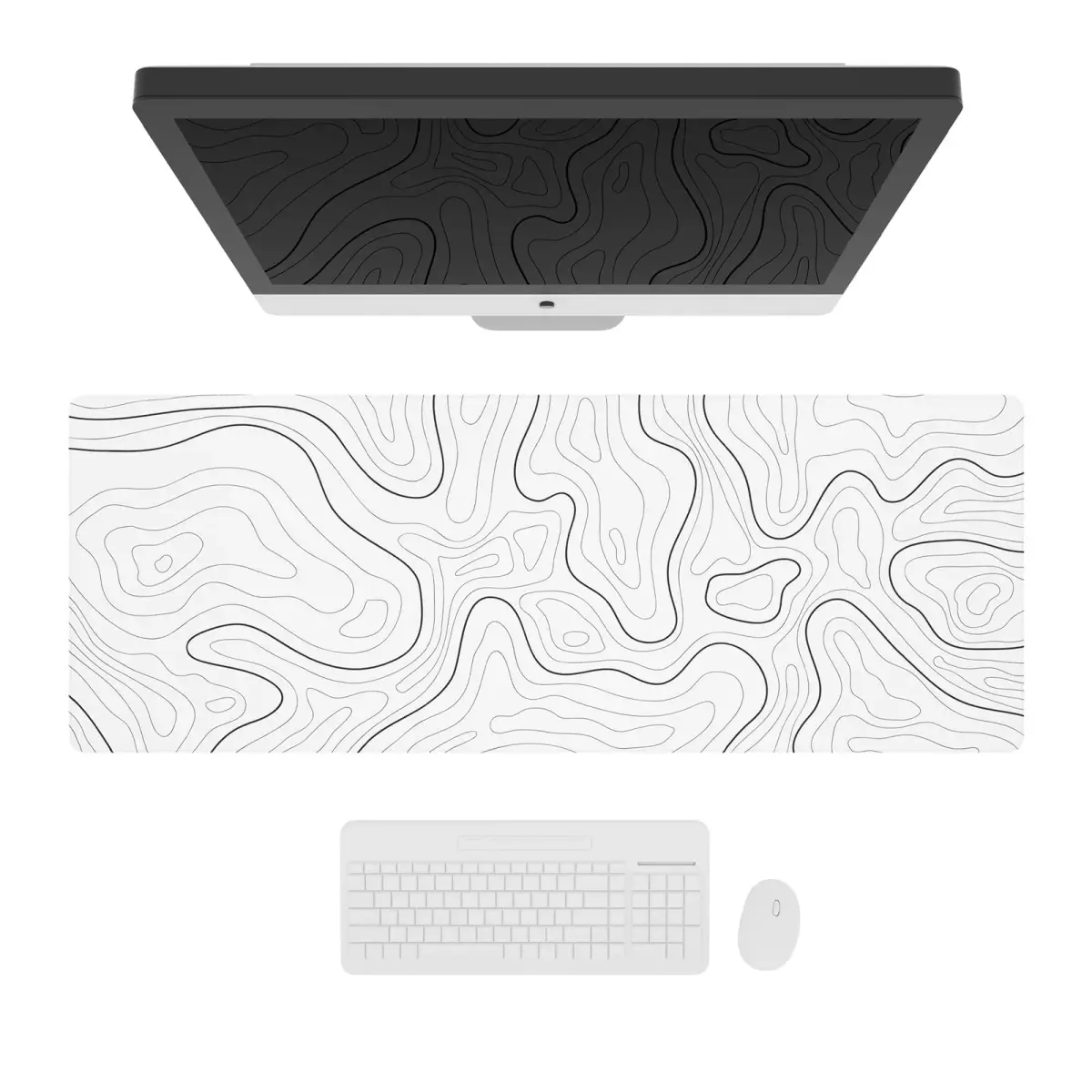 Ovenbird White Topo Extended XL Gaming Mouse Pad (31.5" x 11.8") with Stitched Edges - view 2