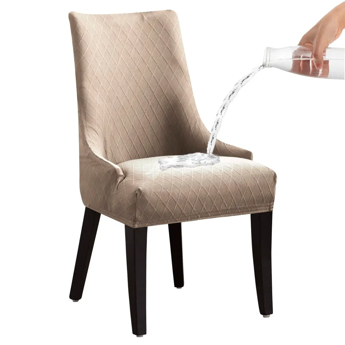 LANSHENG Reusable Wingback Chair Cover Khaki | Washable & Elastic Fit (120-130 chars) - main product image