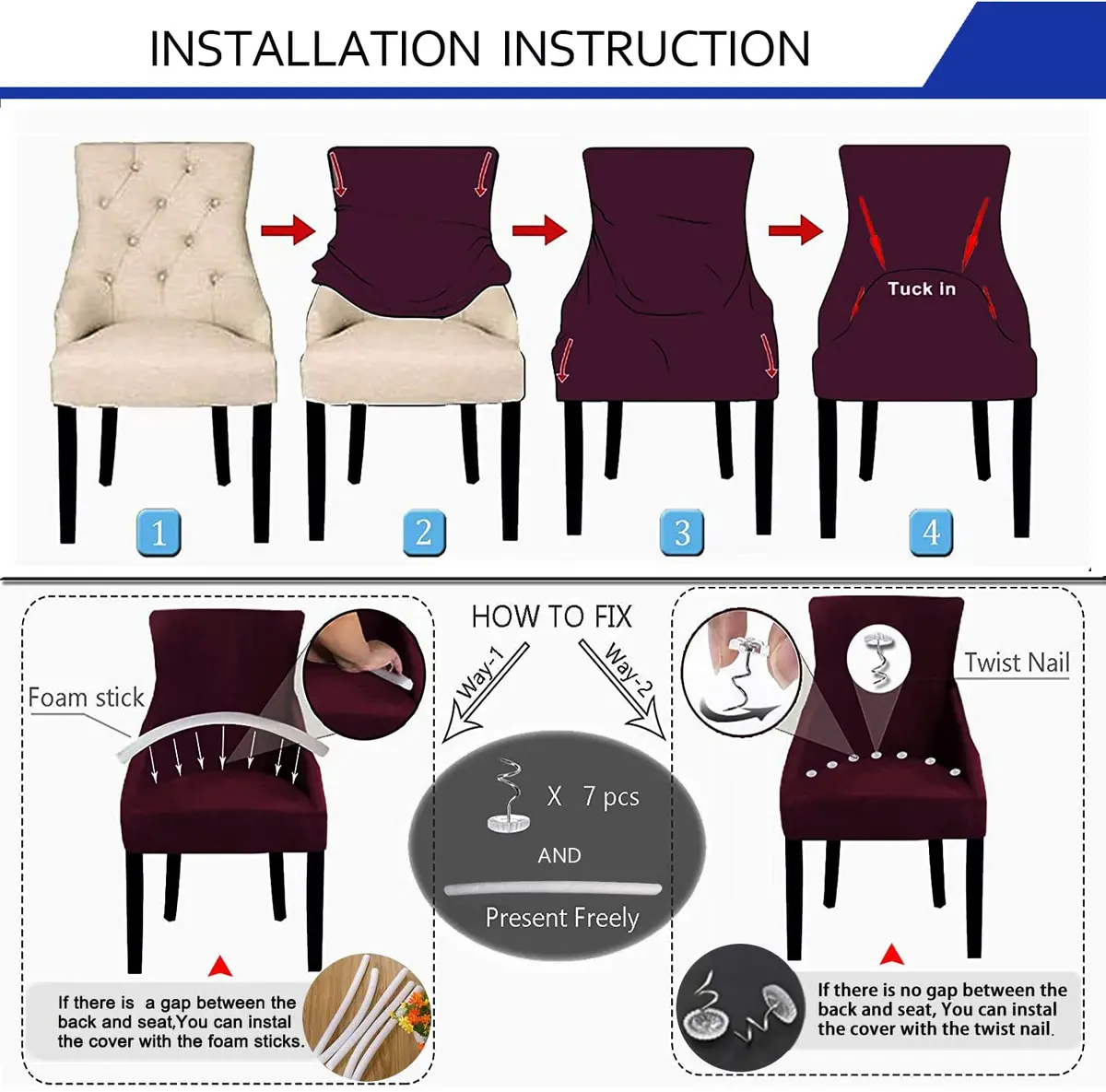 LANSHENG Reusable Wingback Chair Cover Khaki | Washable & Elastic Fit (120-130 chars) - view 4