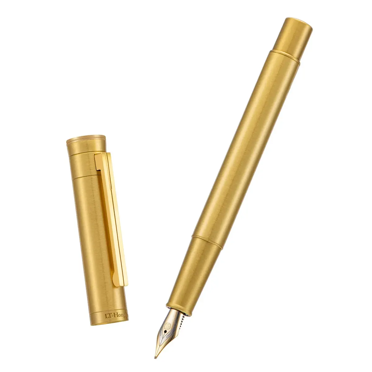 Asvine Raw Brass Fountain Pen 13.8cm (5.43in) Extra Fine Nib | Smooth Writing, Metal Case Set - view 3
