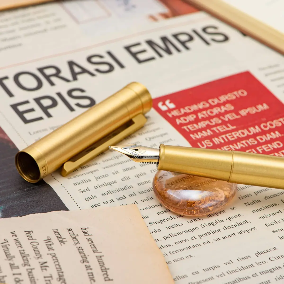 Asvine Hongdian Brass Fountain Pen Fine Nib with Converter & Metal Pen Case Set | Smooth Ink Flow - view 4