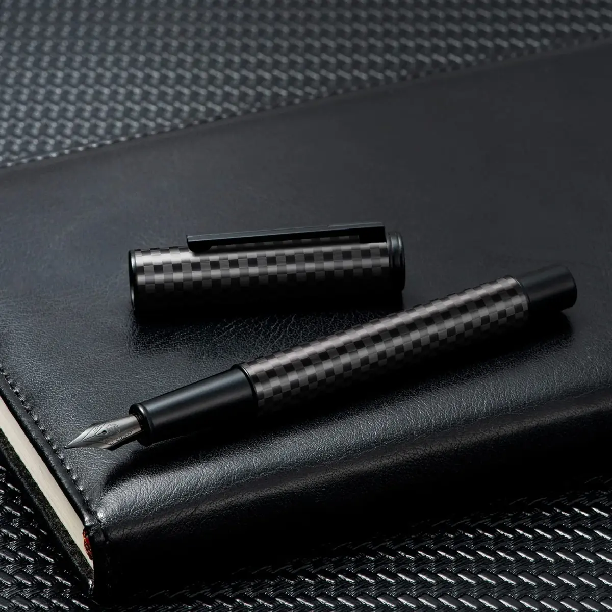 Asvine Black Carbon Fiber Fountain Pen Extra Fine Nib | Smooth Writer - view 7