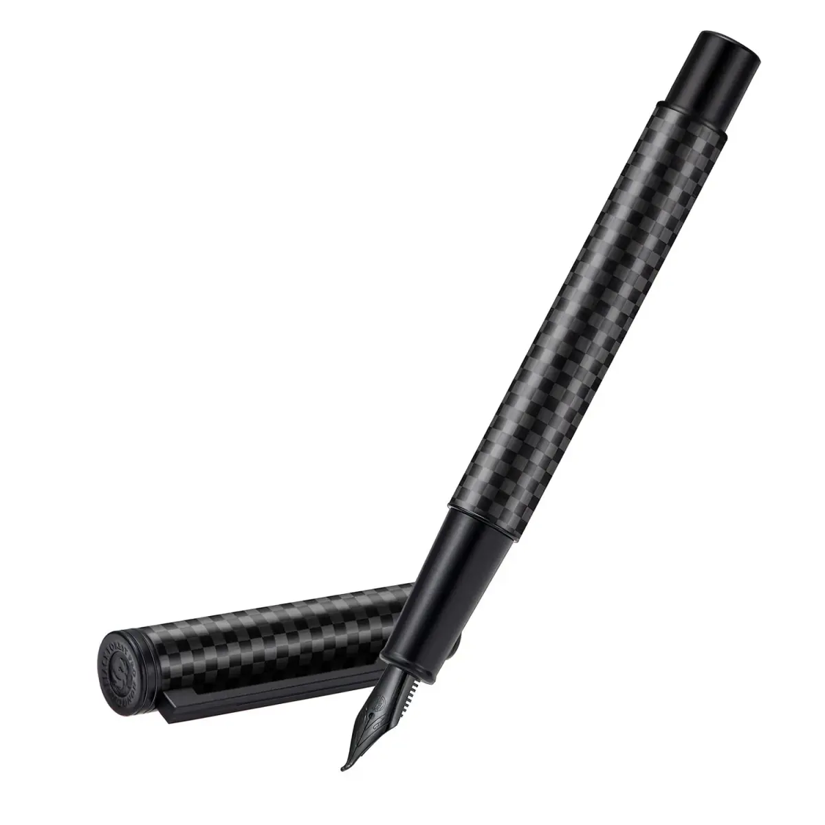 Asvine Black Carbon Fiber Fountain Pen, Bent Nib Fude Pen for Calligraphy Writing (Fine to Broad) with Converter and Metal Pen Box Set | Smooth Ink Flow - view 2