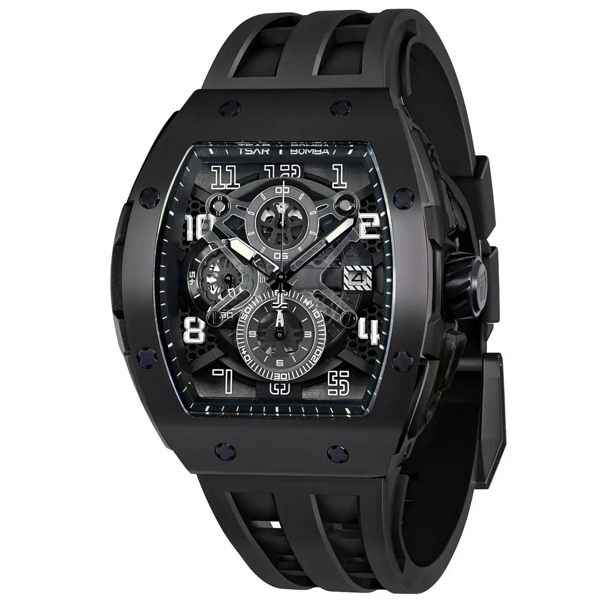 TSAR BOMBA Men's Quartz Wristwatch Waterproof 50M | Luxury Tonneau Chronograph for Men - main product image