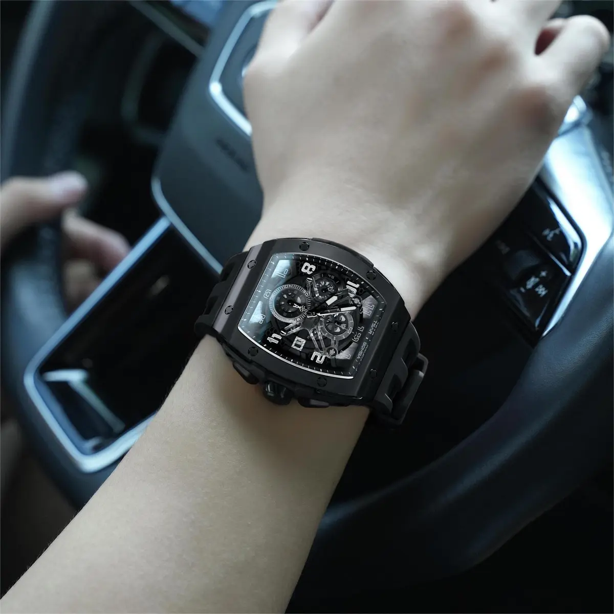 TSAR BOMBA Men's Quartz Wristwatch Waterproof 50M | Luxury Tonneau Chronograph for Men - view 2