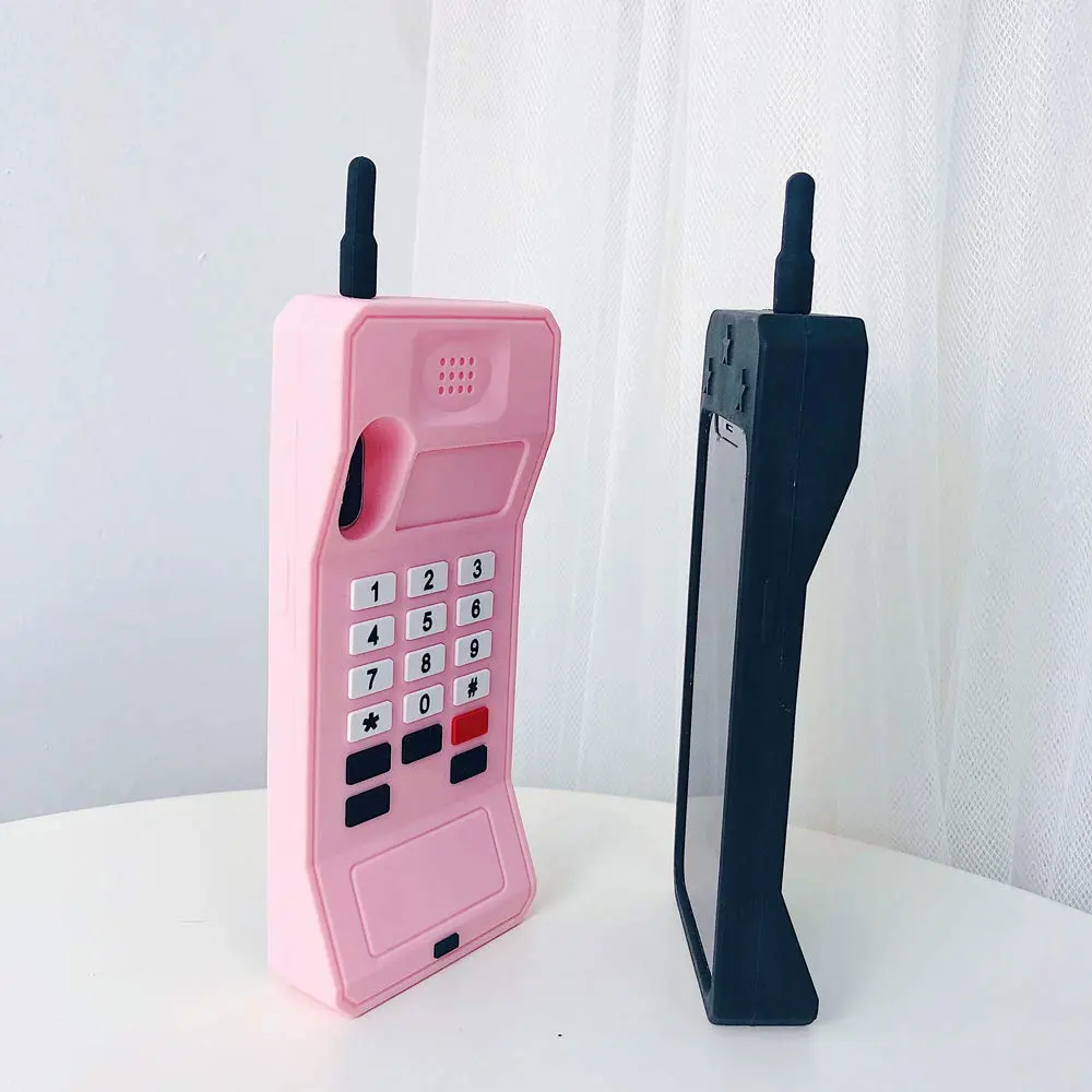 UnnFiko Retro Cellphone Pink Silicone Case for iPhone 14 Pro (6.1-inch) | Fun Stand Feature - view 7