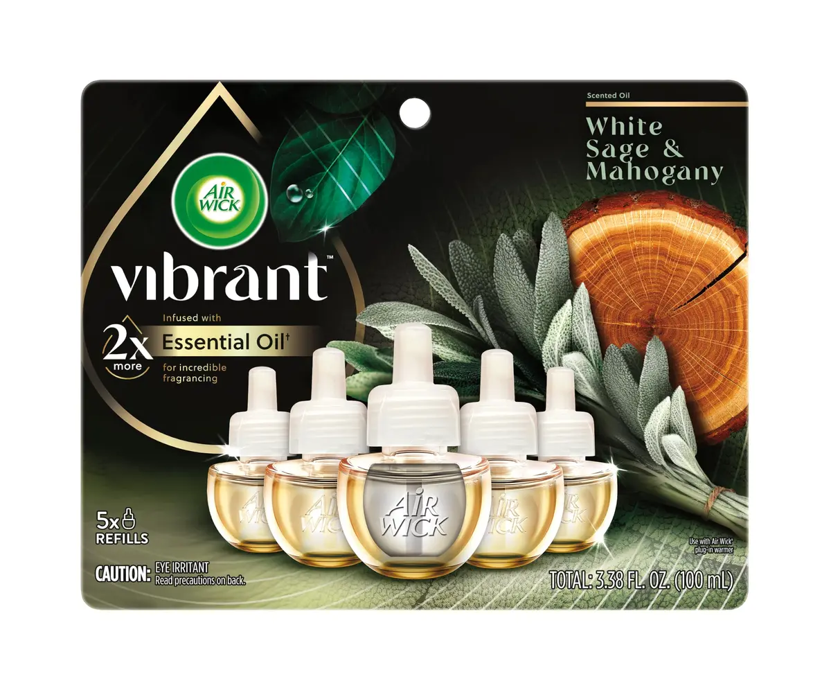 Air Wick Plug In Refill White Sage & Mahogany Essential Oil 5 Count | Continuous Fragrance Diffusion - view 2