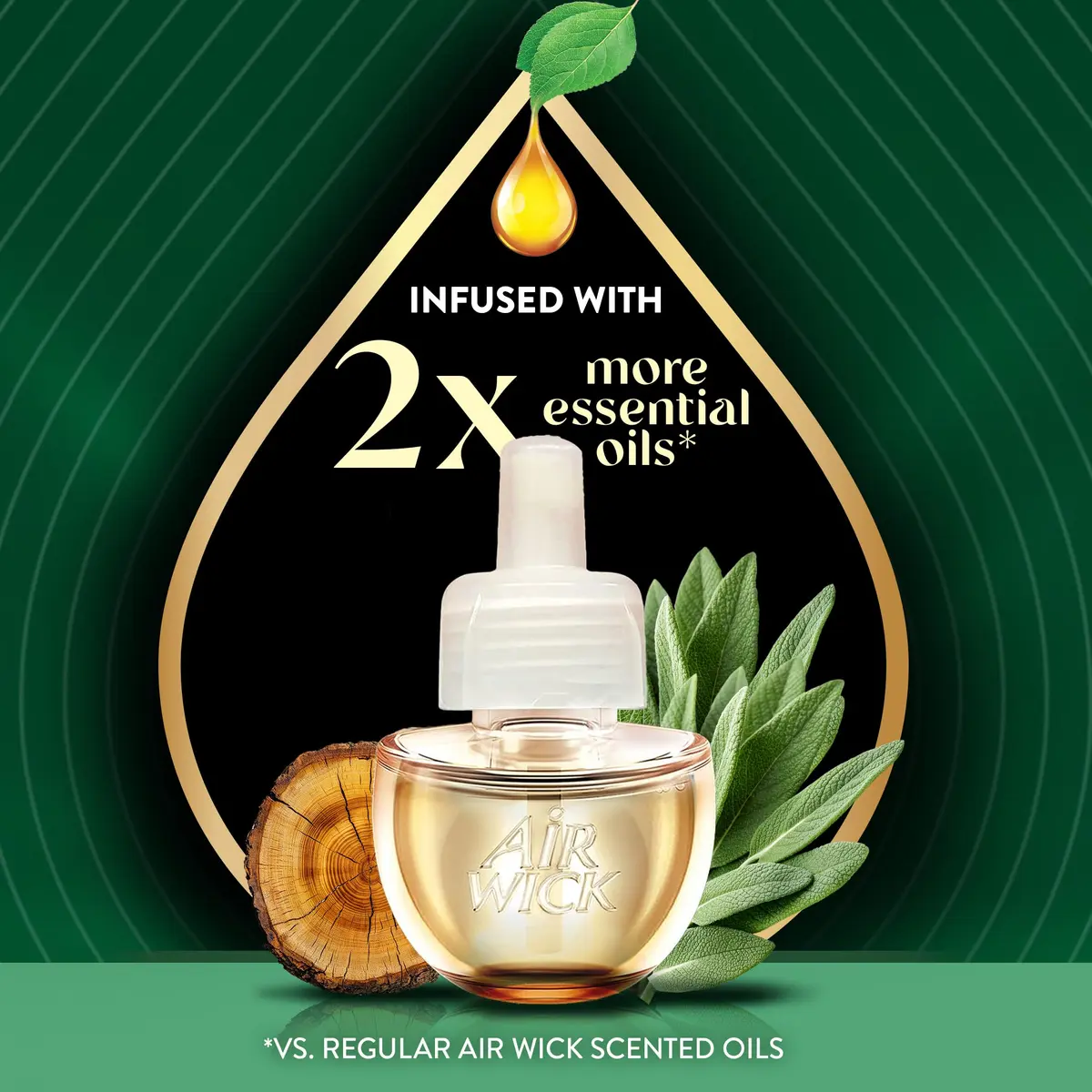 Air Wick Plug In Refill White Sage & Mahogany Essential Oil 5 Count | Continuous Fragrance Diffusion - view 4