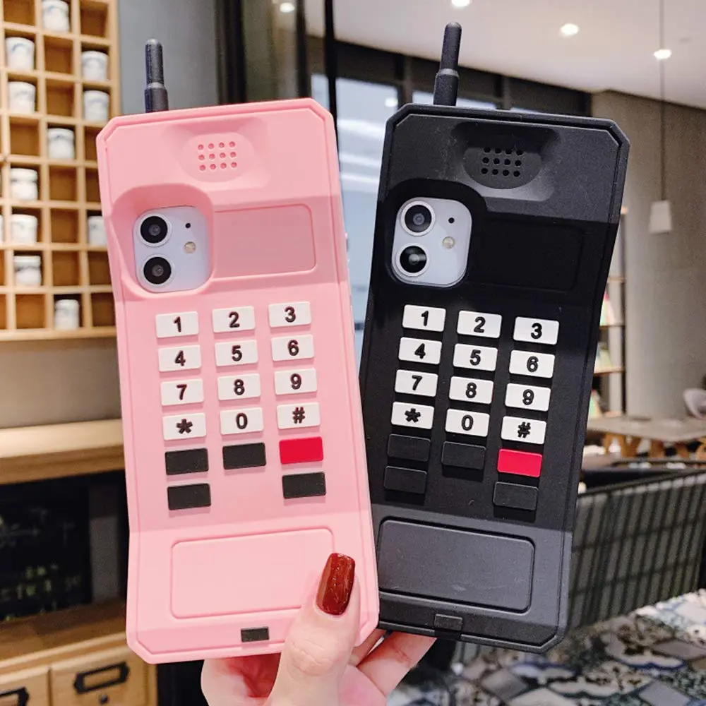 UnnFiko Retro Cellphone Silicone Case for iPhone 14 (6.1-inch) | Fun Stand Case with 360° Protection - view 5