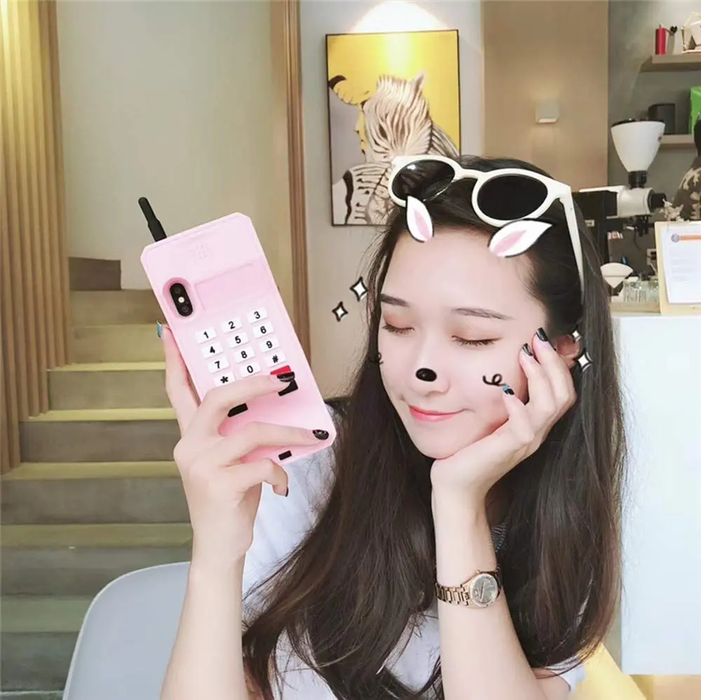 UnnFiko Retro Cellphone Silicone Case for iPhone 14 (6.1-inch) | Fun Stand Case with 360° Protection - view 6
