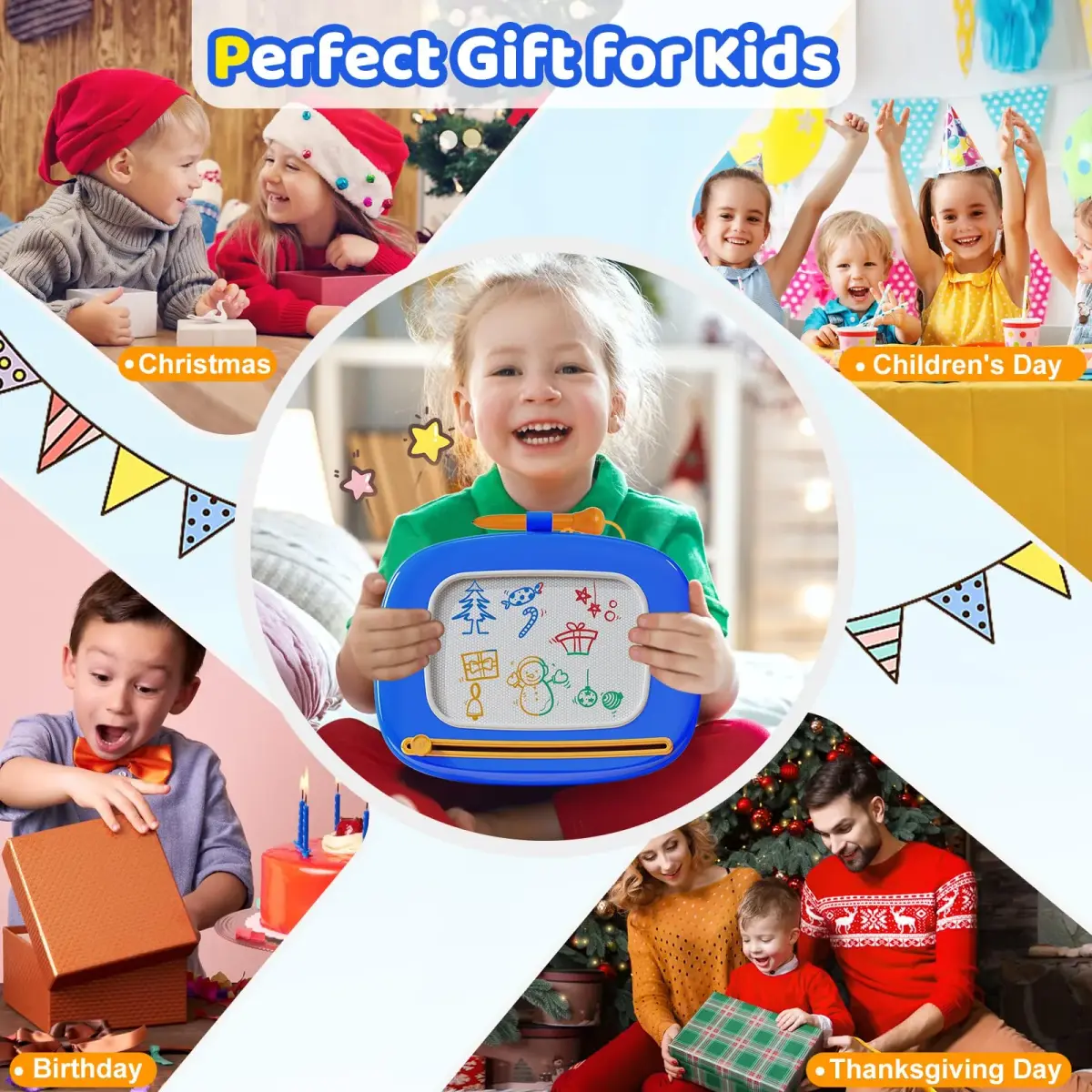 Kikidex Magnetic Drawing Board Toddler Toy | 32.4cm x 33.9cm x 3.9cm (12.7in x 13.3in x 1.5in) - view 4
