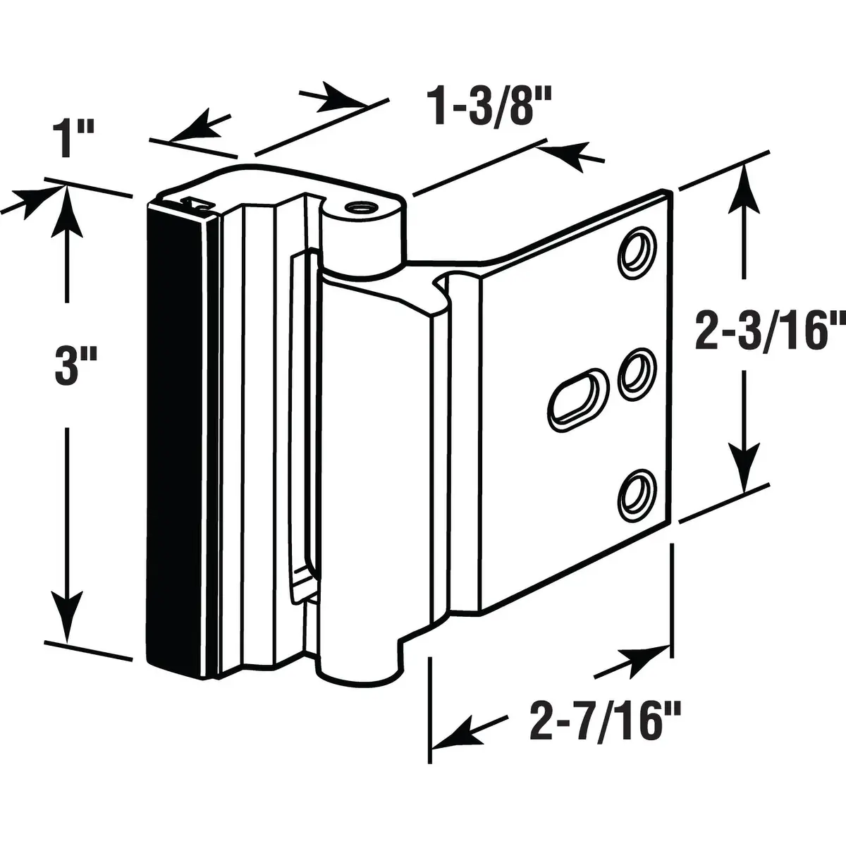 Prime-Line U 11449 High Security Door Reinforcement Lock, Matte Black, 3 in. Screws | Resists 800 lbs Force - view 2