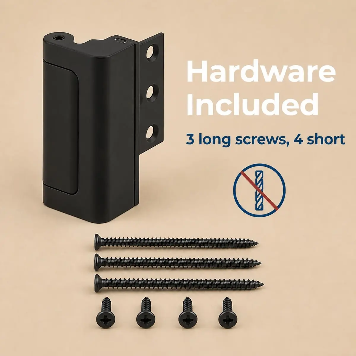 Prime-Line U 11449 High Security Door Reinforcement Lock, Matte Black, 3 in. Screws | Resists 800 lbs Force - view 4