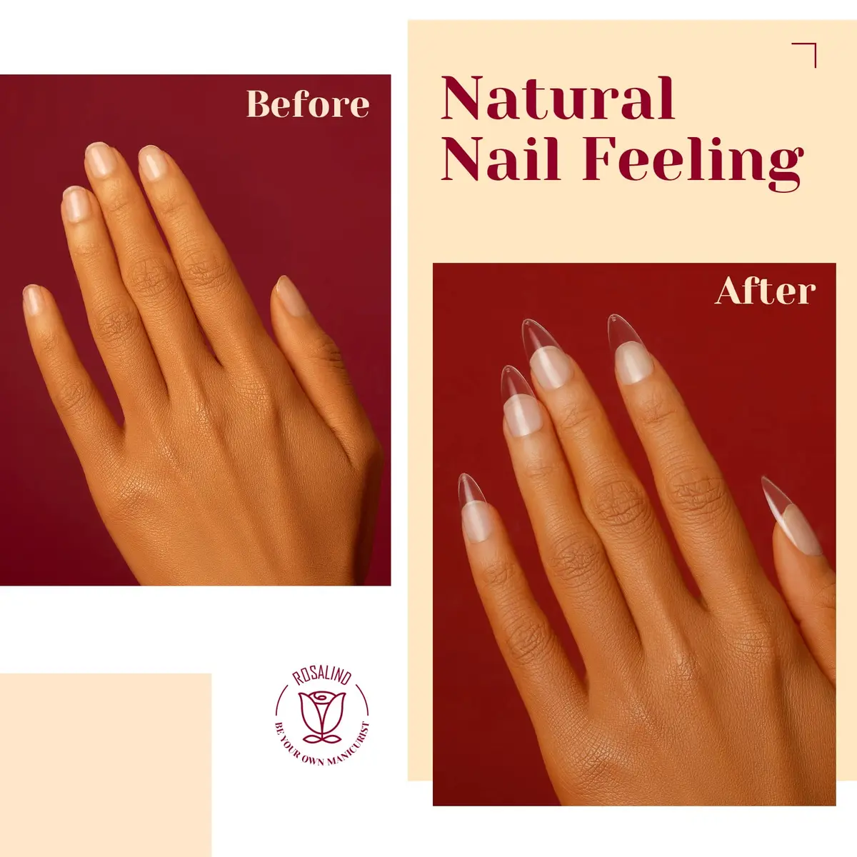 ROSALIND 264PCS Half Matte Almond Fake Nail Tips | Medium Full Cover Acrylic Nails for Women (264 pcs, Half Matte) - view 5