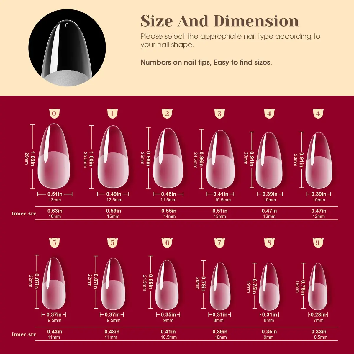 ROSALIND 264PCS Half Matte Almond Fake Nail Tips | Medium Full Cover Acrylic Nails for Women (264 pcs, Half Matte) - view 7