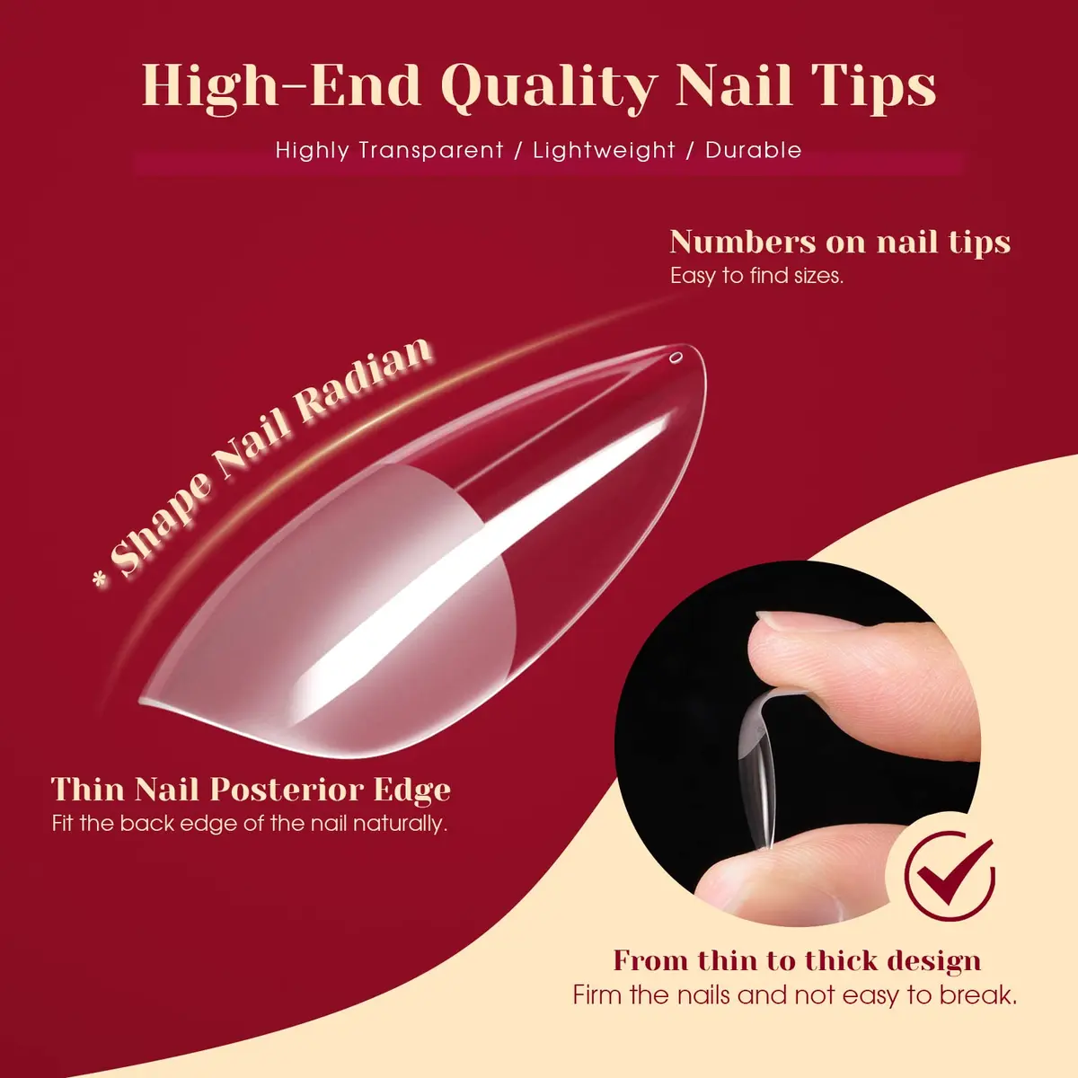 ROSALIND 264PCS Half Matte Almond Fake Nail Tips | Medium Full Cover Acrylic Nails for Women (264 pcs, Half Matte) - view 3